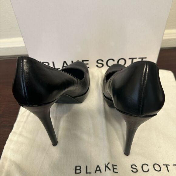 Blake Scott high heel block platform leather heels pump size 7,5 in black - Picture 4 of 9